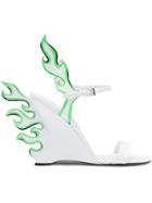 Prada Flame Wedge Sandals - White