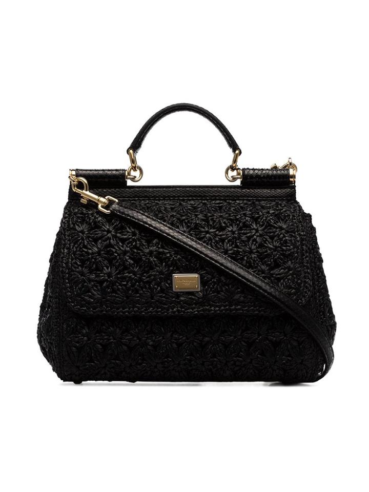 Dolce & Gabbana Black Sicily Raffia Tote Bag