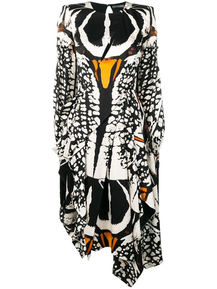 Alexander Mcqueen Beetle Print Midi Dress - Black