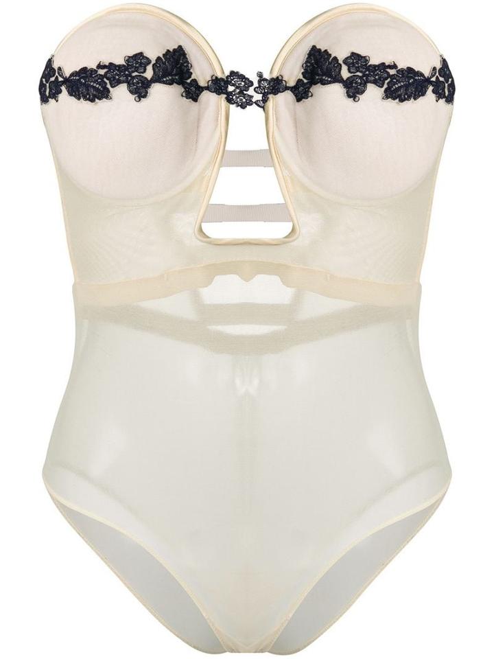 Jean Paul Gaultier Pre-owned 1990's Floral Lace Detail Body - Neutrals