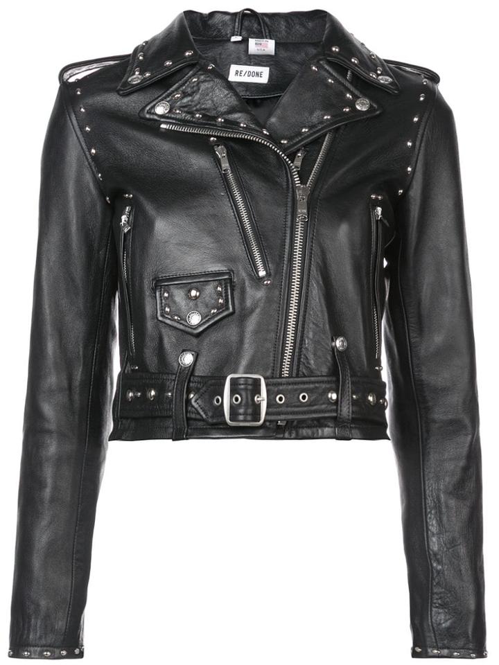 Re/done Zipped Biker Jacket - Black
