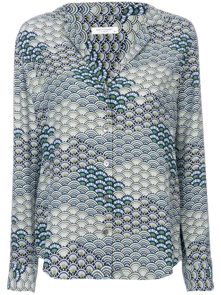 Equipment - Waves Pattern Shirt - Women - Silk - S, Blue, Silk