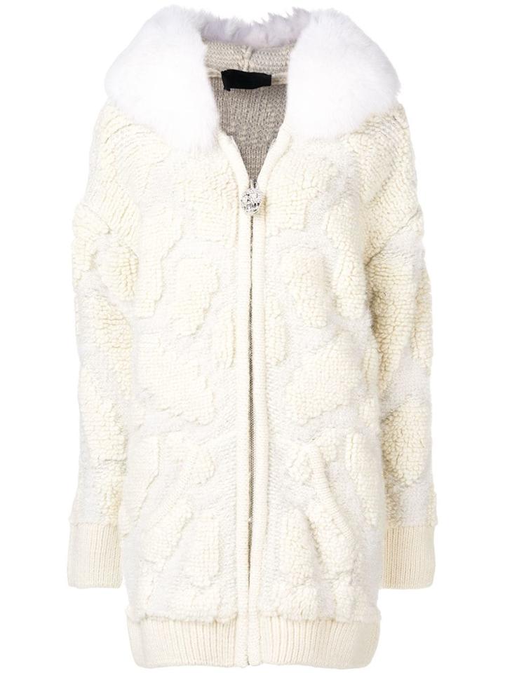 Philipp Plein Long Fur Puffer Coat - White