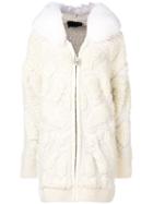 Philipp Plein Long Fur Puffer Coat - White
