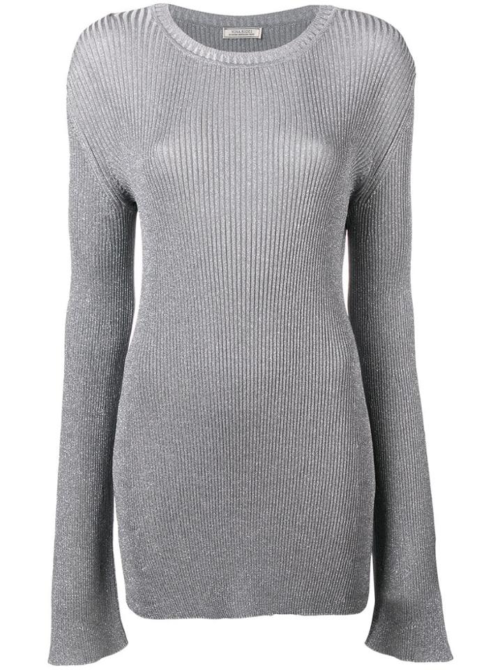 Nina Ricci Ribbed Elongated Sleeve Sweater - Grey