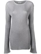 Nina Ricci Ribbed Elongated Sleeve Sweater - Grey