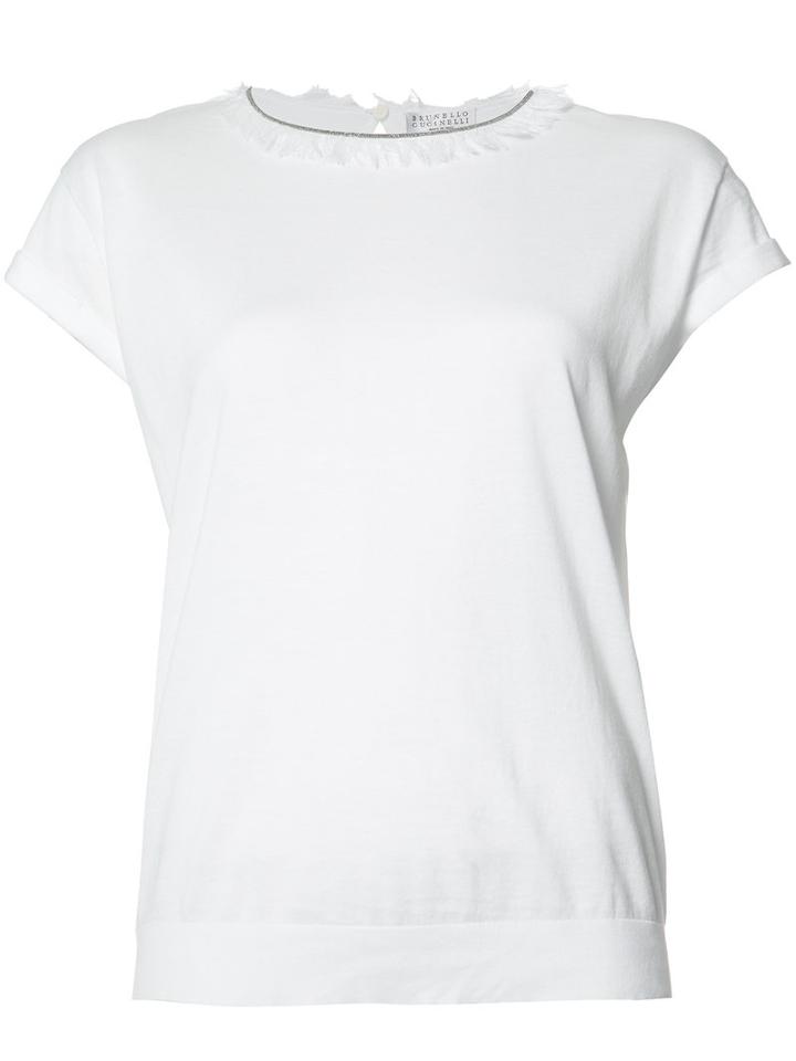 Brunello Cucinelli Plain T-shirt, Women's, Size: Small, White, Cotton