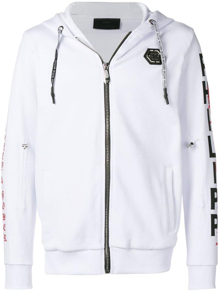 Philipp Plein Dollar Hoodie Sweat Jacket - White