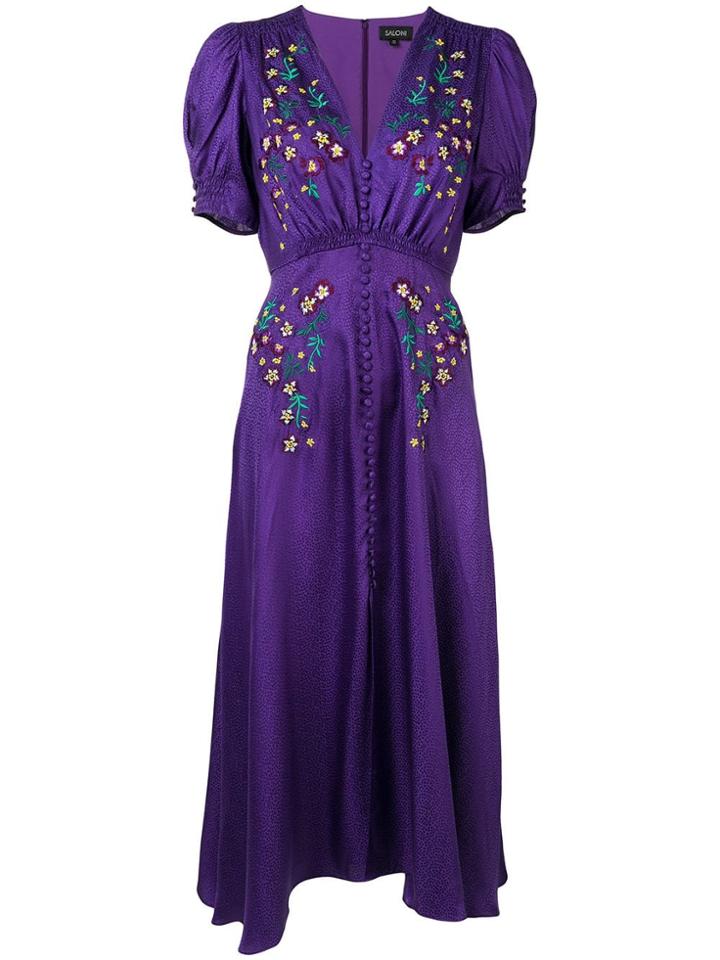 Saloni Lea Embroidered Dress - Purple