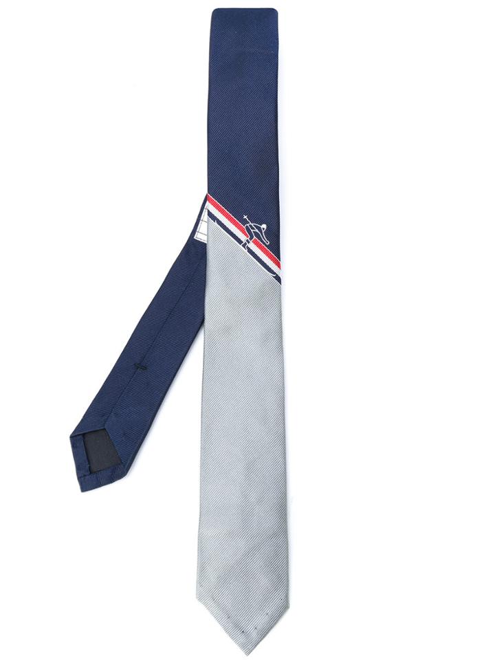 Thom Browne Contrast Panel Tie - Blue