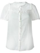 Saint Laurent Ruffle Trim Blouse, Women's, Size: 38, White, Cotton