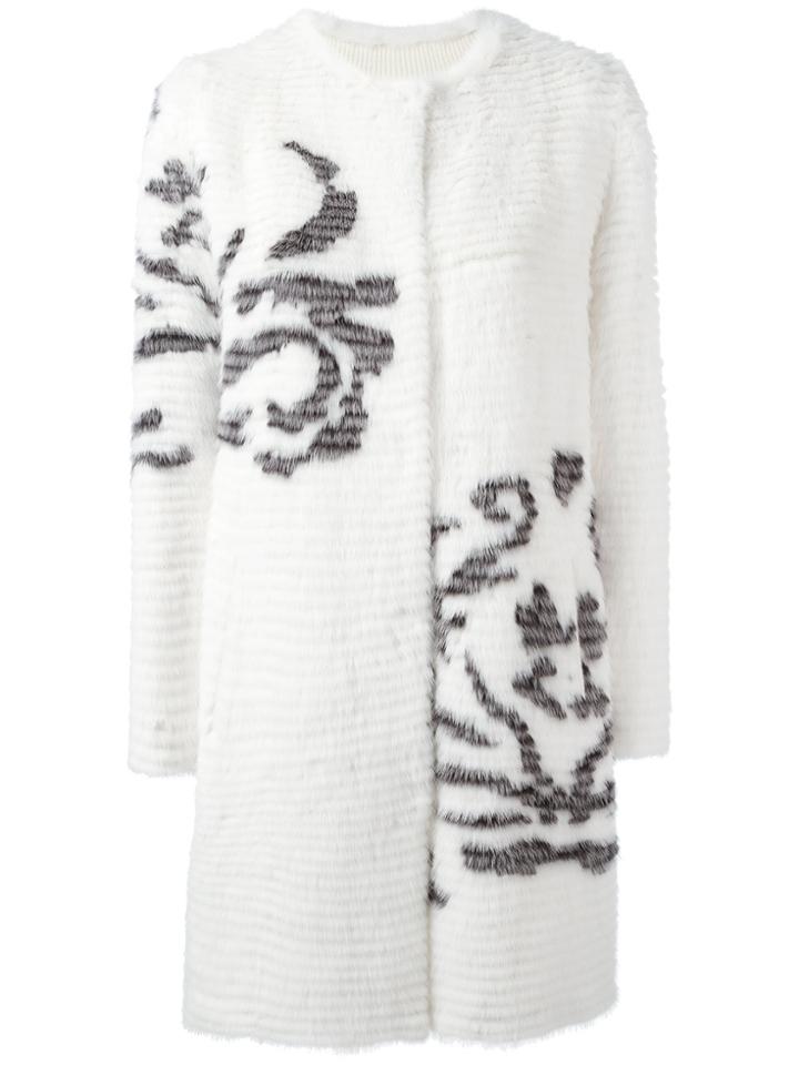 Liska Single Breasted Shearling Coat - White
