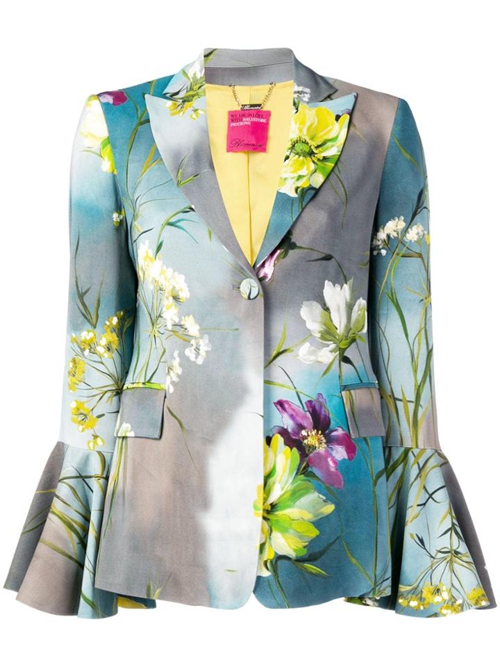 Blumarine Floral Print Blazer - Grey