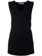 T By Alexander Wang V-neck Tank Top, Women's, Size: Large, Black, Silk/nylon/viscose/wool