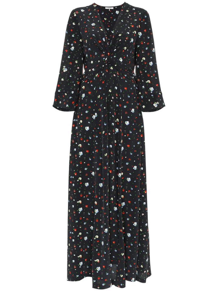 Ganni Nolana Silk Maxi Dress - Black