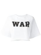 Off-white 'war' Print Cropped Sweatshirt, Women's, Size: Small, White, Cotton