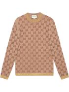 Gucci Sweater With Crystal Gg Motif - Nude & Neutrals