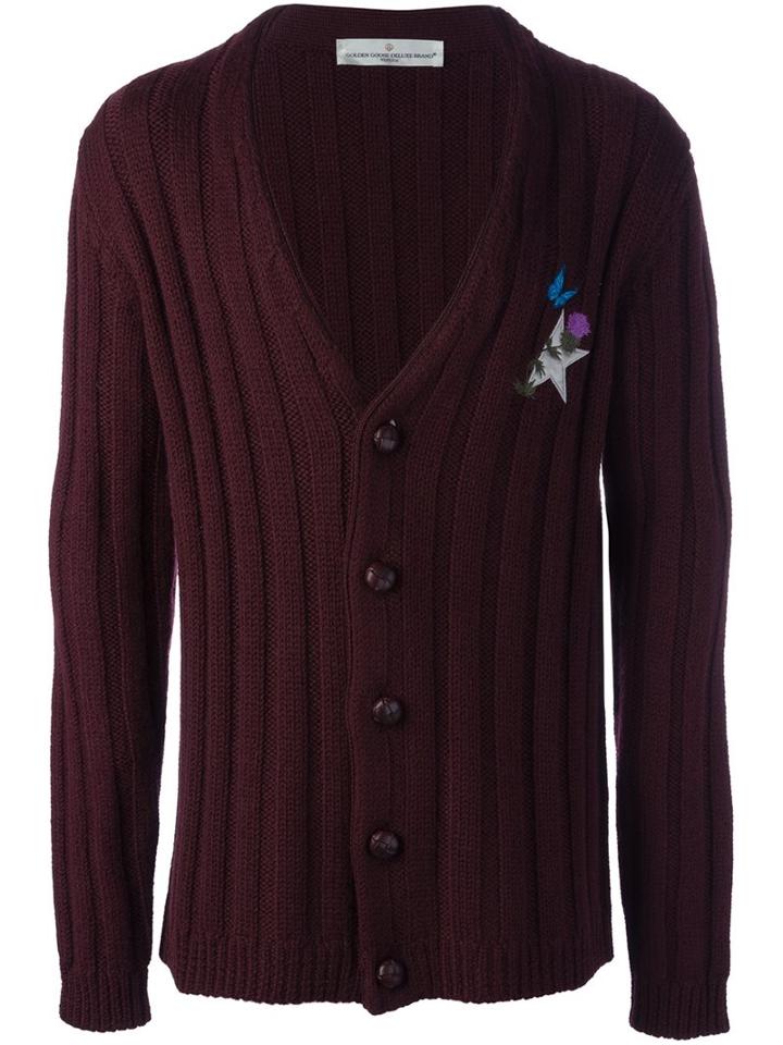 Golden Goose Deluxe Brand Ribbed Cardigan, Men's, Size: Xs, Pink/purple, Virgin Wool