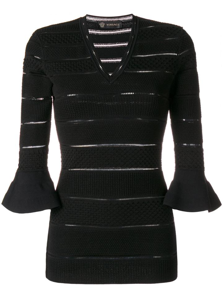Versace Panelled V-neck Sweater - Black