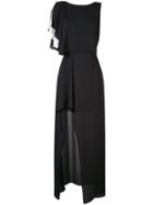 Halston Heritage Asymmetric Ruffle Gown - Black