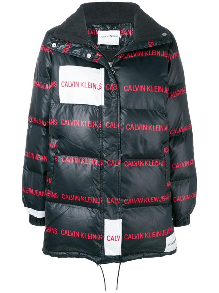 Calvin Klein Jeans Est. 1978 Logo Print Puffer Jacket - Black