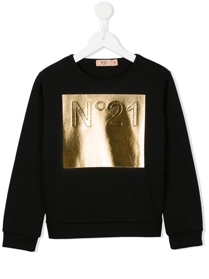 No21 Kids Foil Square Print Sweatshirt, Boy's, Size: 10 Yrs, Black