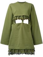 Fenty X Puma - Kimono Sleeve Suspender Dress - Women - Cotton/polyester/spandex/elastane - S, Green, Cotton/polyester/spandex/elastane