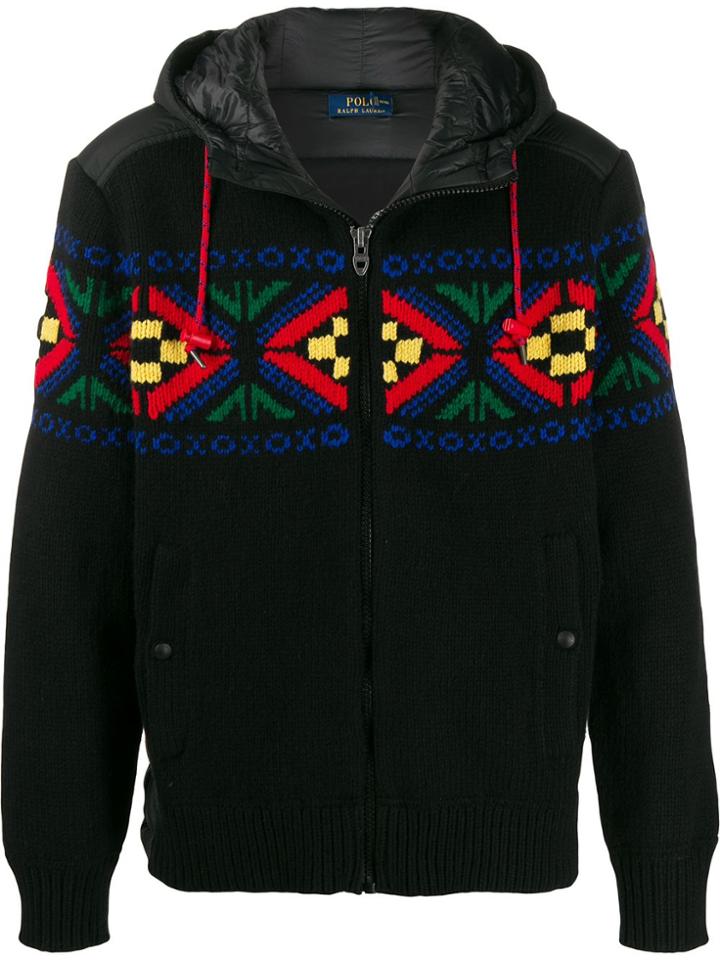 Polo Ralph Lauren Intarsia Knit Zipped Hoodie - Black