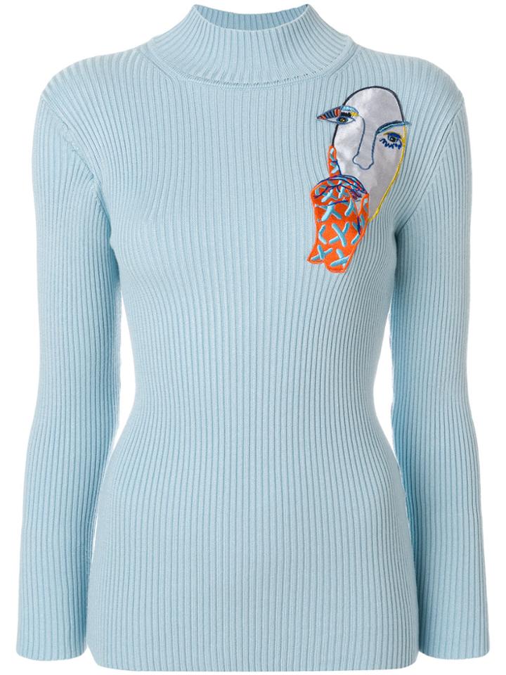 Katya Dobryakova Appliqué Detail Jumper - Blue