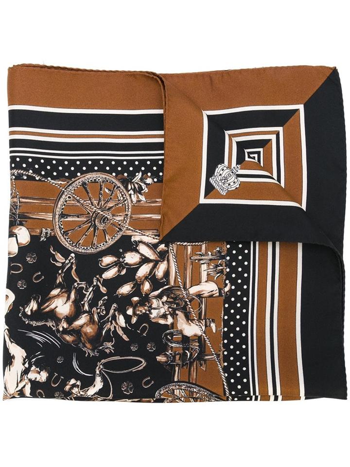 Dolce & Gabbana Western Print Scarf, Men's, Black, Silk