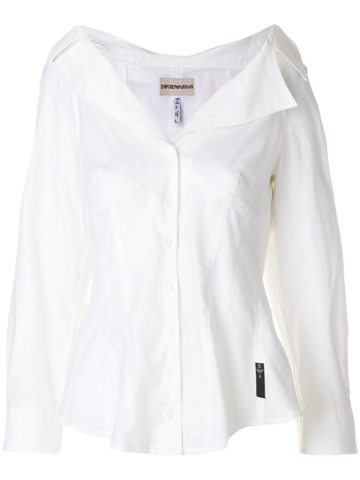 Giorgio Armani Vintage Wide Neck Shirt - White