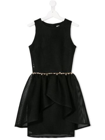 David Charles Kids Belted Mesh Dress - Black
