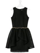 David Charles Kids Belted Mesh Dress - Black