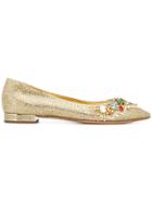 Casadei Embellished Ballerinas - Gold