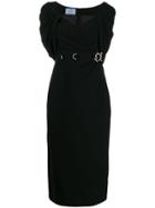 Prada Shawl Neckline Midi Dress - Black