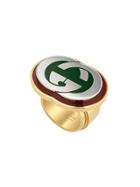Gucci Interlocking G Ring With Enamel - Green