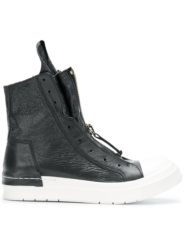 Cinzia Araia Creased Leather Sneaker Boots - Black