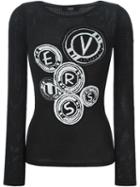 Versus Intarsia Logo Sweater, Women's, Size: 42, Black, Viscose/polyester
