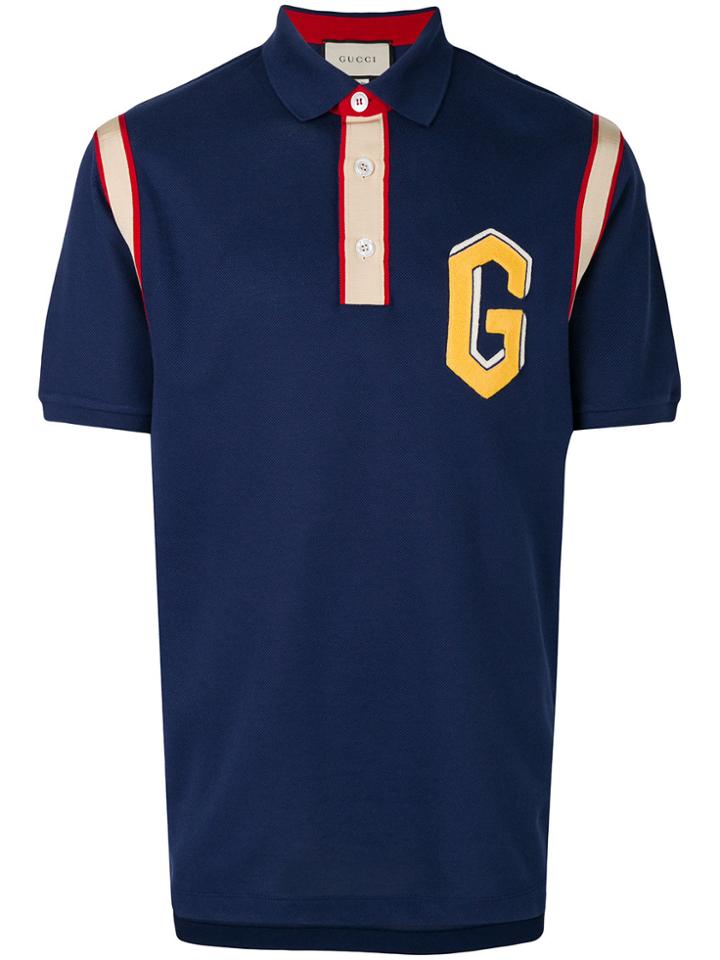 Gucci Embroidered Logo Polo Shirt - Blue