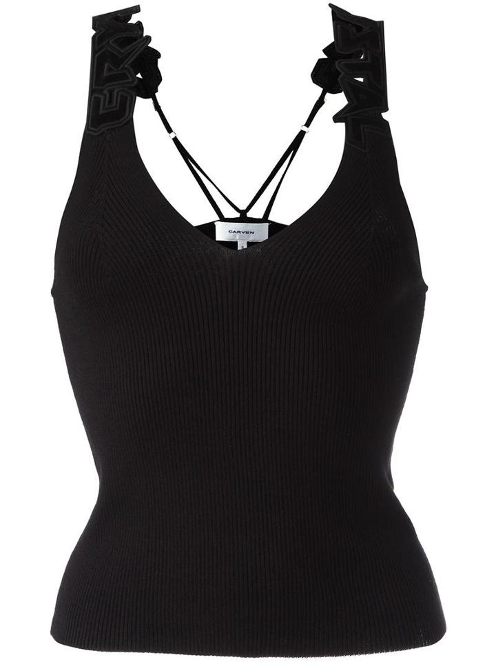 Carven Racerback Tank, Women's, Size: Medium, Black, Cotton/nylon/spandex/elastane