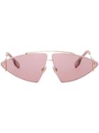 Burberry Gold-plated Triangular Frame Sunglasses - Pink
