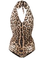 Dolce & Gabbana Reversible Leopard-print Swimsuit - Brown