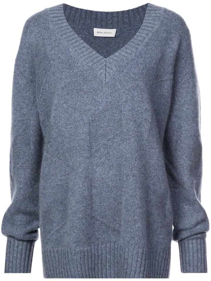 Beau Souci V-neck Jumper - Blue