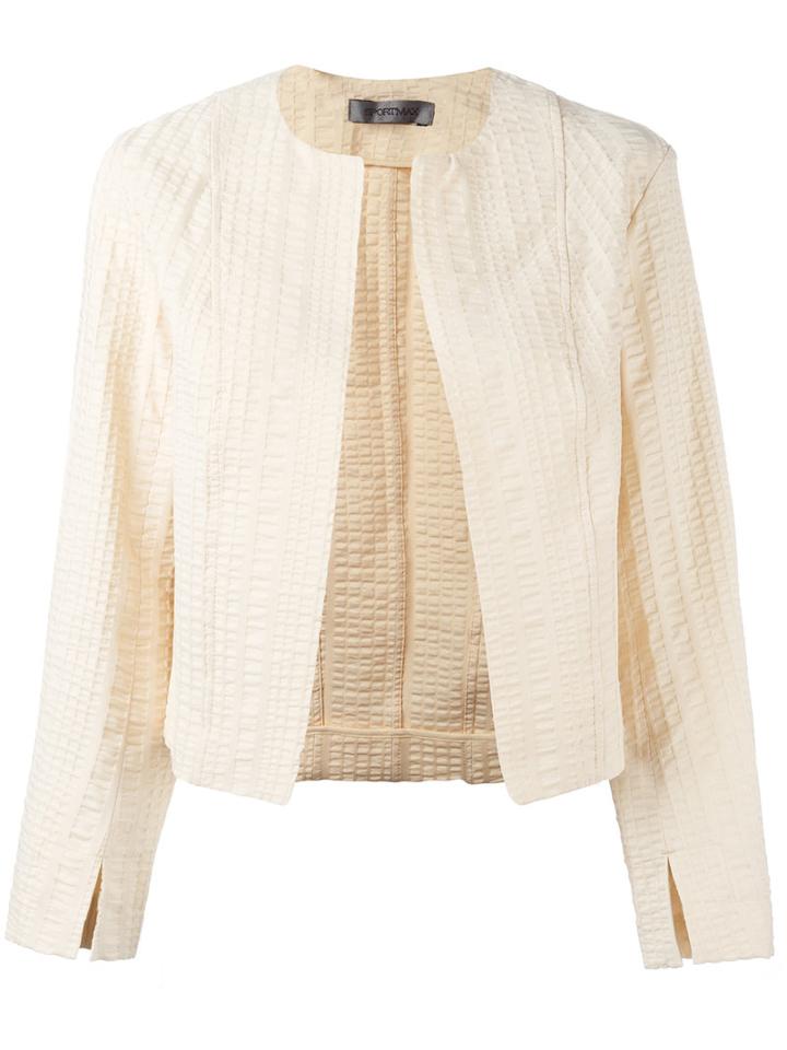 Sportmax Textured Cropped Jacket, Women's, Size: 42, Nude/neutrals, Cotton/ramie/spandex/elastane