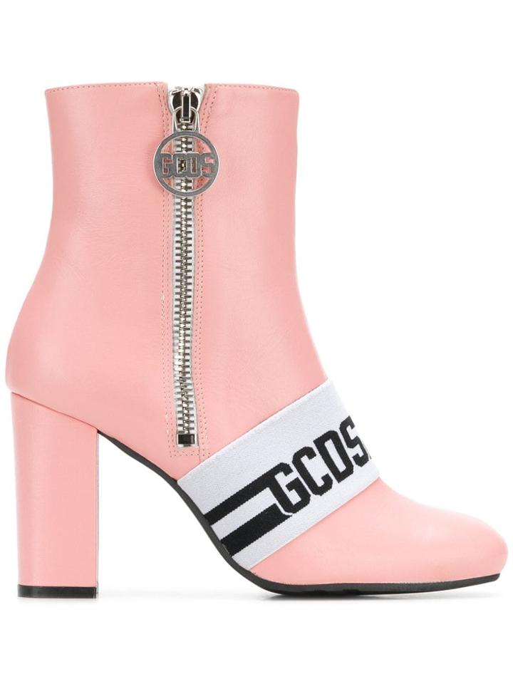 Gcds Logo Ankle Boots - Pink & Purple
