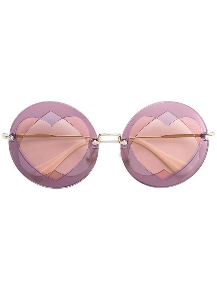 Miu Miu Eyewear Round Shaped Sunglasses, Women's, Pink/purple, Acetate/metal