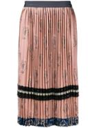 Coach Pleated Midi Skirt - Pink & Purple