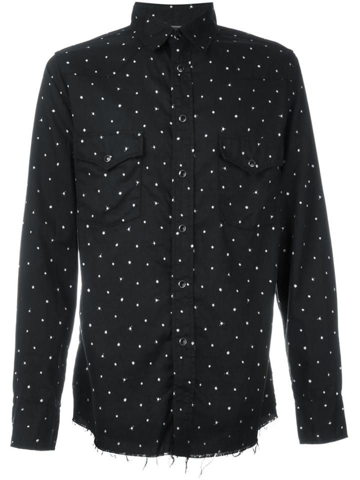 Saint Laurent Star Print Western Shirt, Men's, Size: M, Black, Cotton