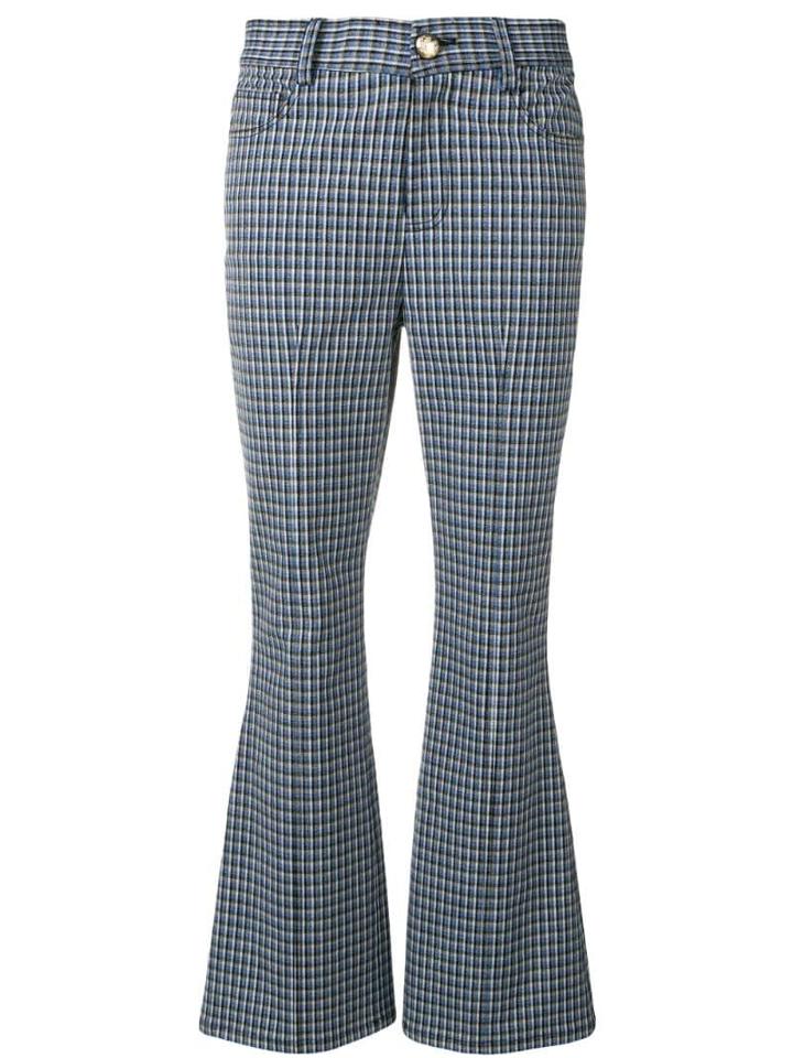 Derek Lam 10 Crosby Cropped Check Flare Trousers - Blue