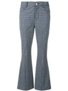 Derek Lam 10 Crosby Cropped Check Flare Trousers - Blue